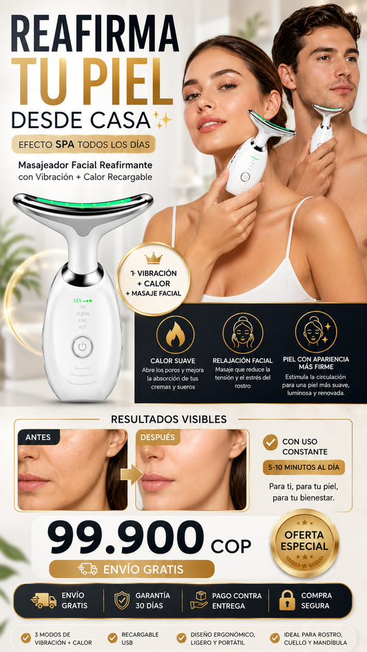 Masajeador Facial Reafirmante con Vibración + Calor